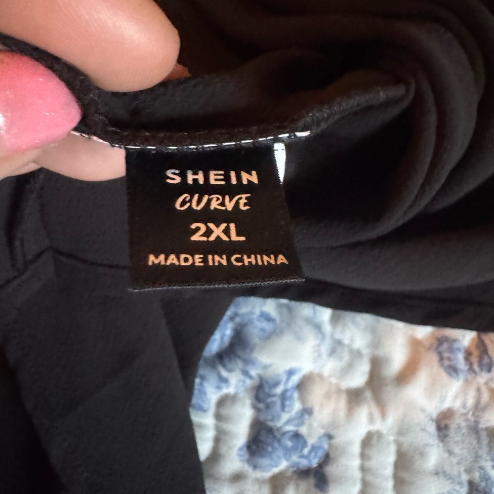 SHEIN tie neck elegant Black Blouse - Picture 7 of 9